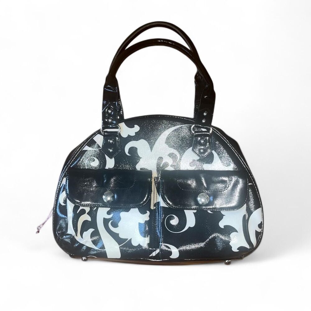 Blitz Bags Black and White Floral Portable Jewelry Storage Handbag Purse